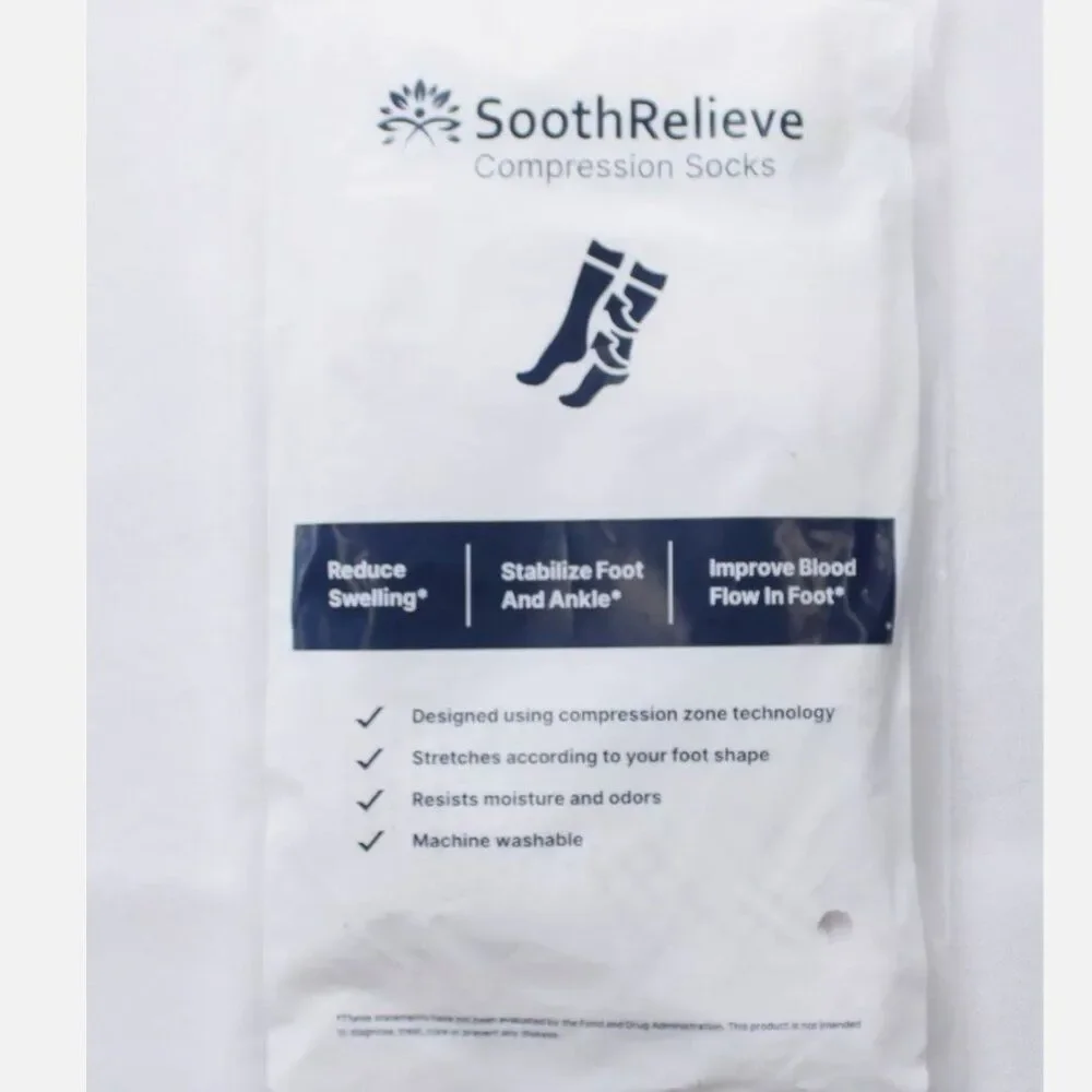 SoothRelieve Unisex Adult's Compression Socks DM3 White/Black Neuropathy Large‎